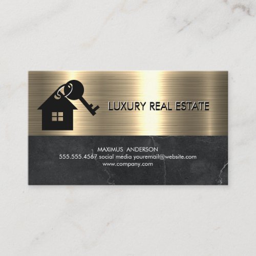 Marble  Metallic Gold  House Keys Logo Business Card