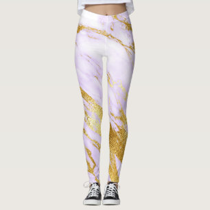 Marble Minimal Abstract Minimal  Lilac Purple Gold Leggings
