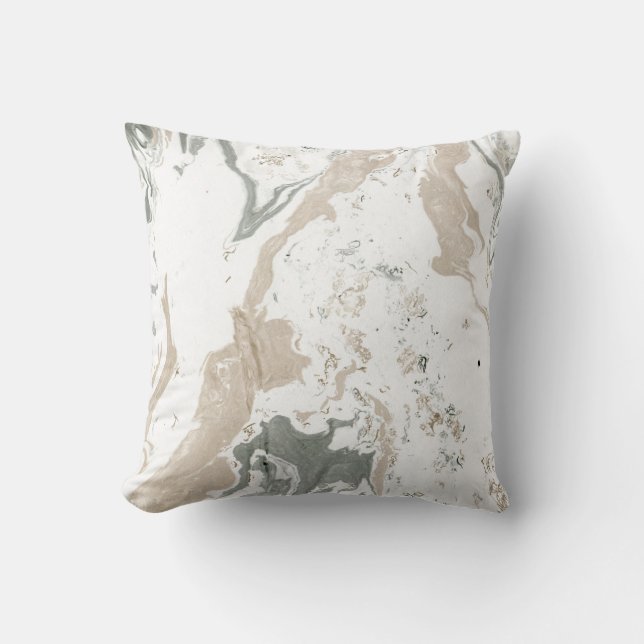 Marble Minimal Home Decor Ivory Creamy Cali White Throw Pillow (Front)