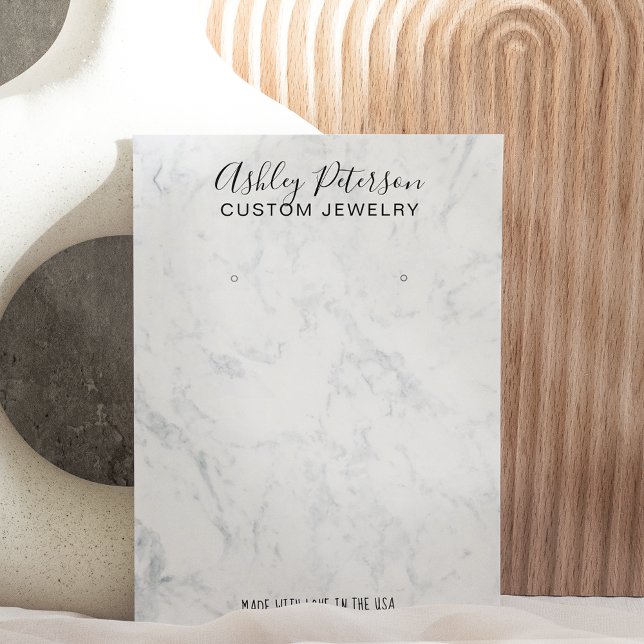 Marble minimalist elegant jewelry earring display business card (Creator Uploaded)