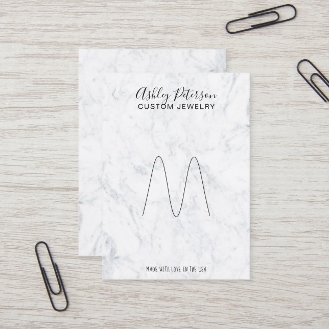 Marble minimalist elegant jewelry ring display business card (Front/Back In Situ)