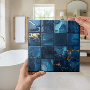 Marble Mix 4x4 Squares Blue ID1186a Ceramic Tile