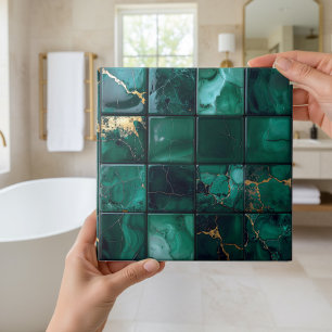 Marble Mix 4x4 Squares Emerald Green ID1185a Ceramic Tile