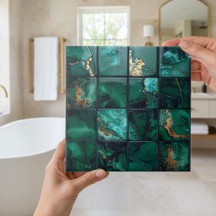 Marble Mix 4x4 Squares Emerald Green ID1185b Ceramic Tile