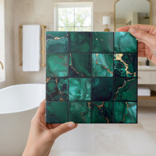 Marble Mix 4x4 Squares Emerald Green ID1186c Ceramic Tile