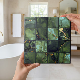 Marble Mix 4x4 Squares Olive Green ID1186c Ceramic Tile