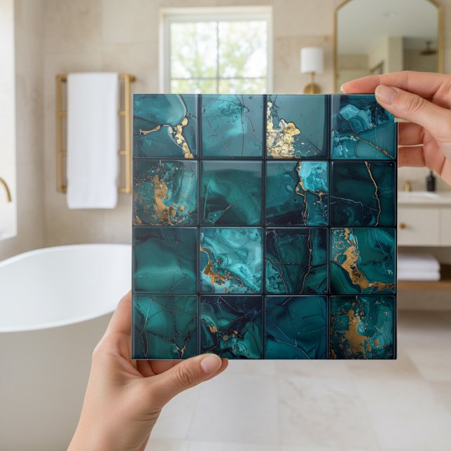 Marble Mix 4x4 Squares Teal ID1186b Ceramic Tile (Creator Uploaded)