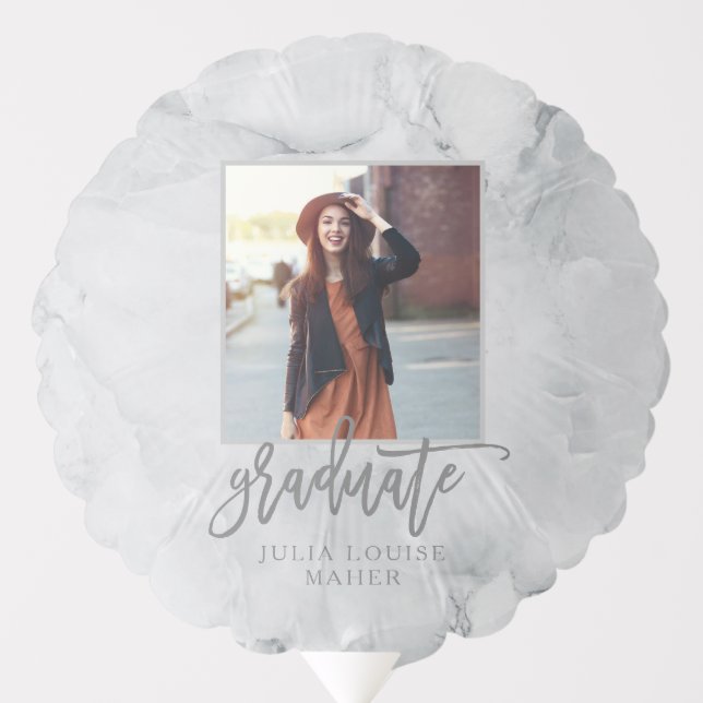 marble modern elegant photo graduate balloon (Front)