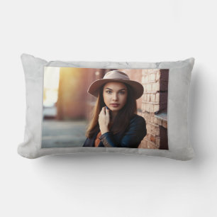 marble modern elegant photo graduate lumbar pillow