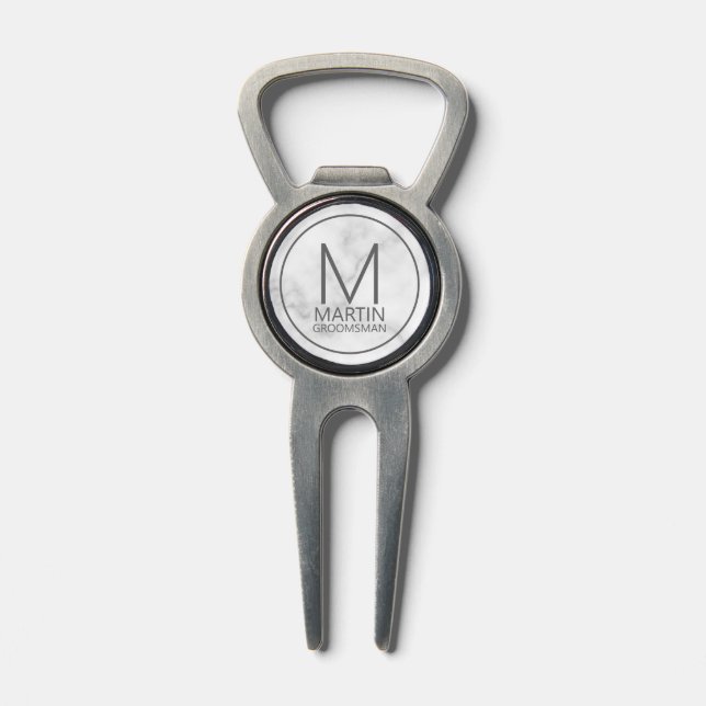 Marble Modern Personalized Monogram&Name Groomsmen Divot Tool (Composite)
