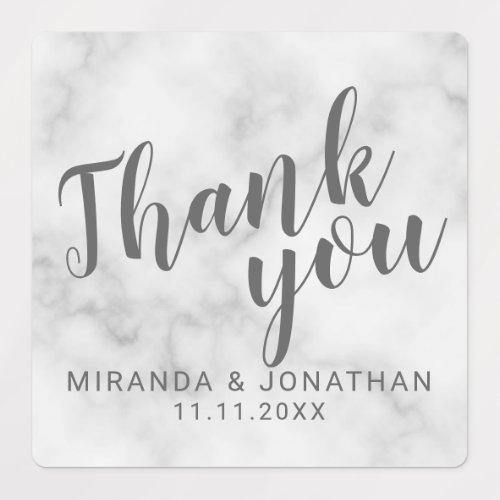 Marble Modern Script Wedding Favor Thank You Labels