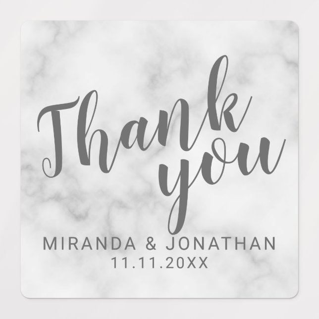 Marble Modern Script Wedding Favor Thank You Labels (Design 1)