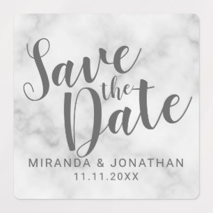 Marble Modern Script Wedding Save the Date Labels