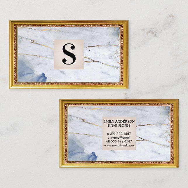 Marble Monogram | Antique Frame Business Card (Front/Back)