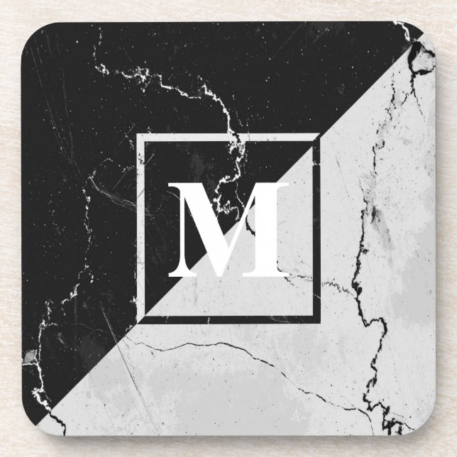 Marble Monogram Beverage Coaster (Front)