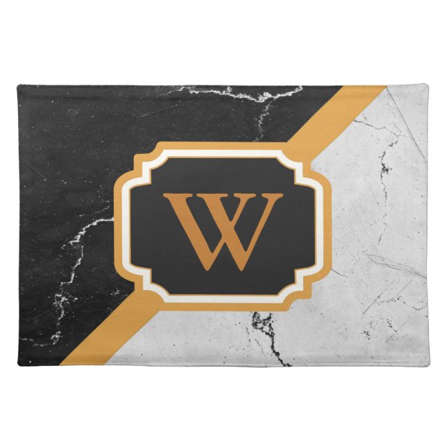 Marble Monogram Cloth Placemat (Front)