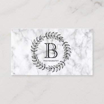 Marble Monogram Fashion Stylish Elegant Business Card