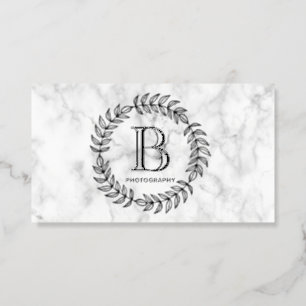 Marble Monogram Fashion Stylish Elegant Raised Spot UV Business Card