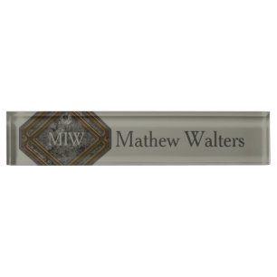 Marble Monogram Green Desk Name Plate