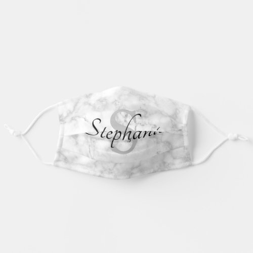 Marble monogram name adult cloth face mask