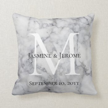 Marble Monogram Names Wedding Keepsake Throw Pillow by MonogramGalleryGifts at Zazzle