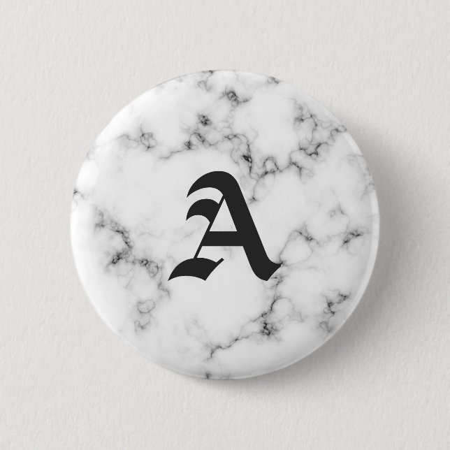 Marble monogram pinback button (Front)