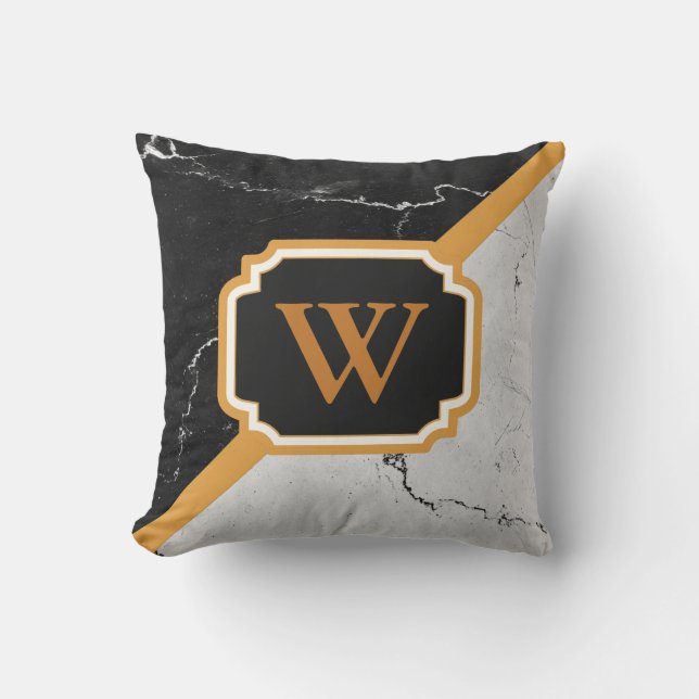 Marble Monogram Throw Pillow (Front)