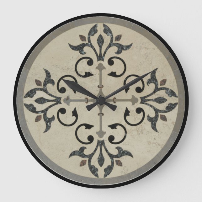 Marble mosaic medallion 2 large clock (Front)