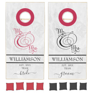 Marble Mr and Mrs, Elegant Wedding Couple Monogram Cornhole Set