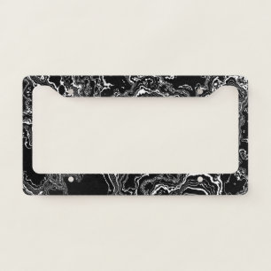 Marble Mystique - Agate Elegance -black and white- License Plate Frame
