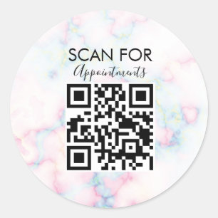 Marble Nail Salon Appointments QR Code Classic Round Sticker