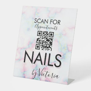 Marble Nail Salon Appointments QR Code Pedestal Sign