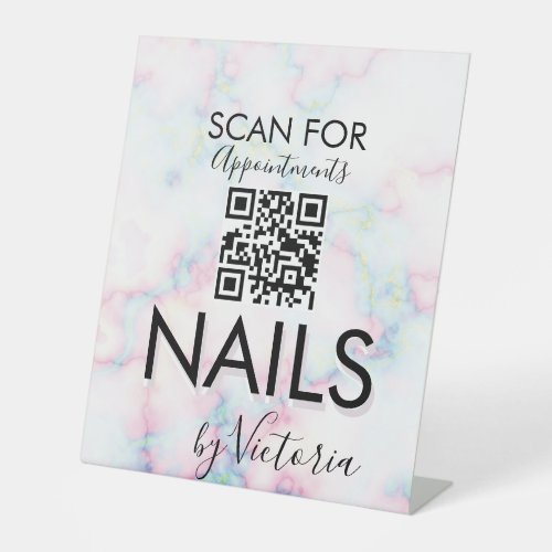 Marble Nail Salon Appointments QR Code   Pedestal Sign