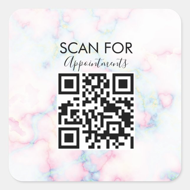 Marble Nail Salon Appointments QR Code  Square Sticker (Front)