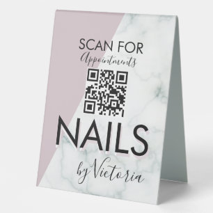 Marble Nail Salon Appointments QR Code   Table Tent