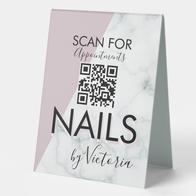 Marble Nail Salon Appointments QR Code   Table Tent (Front)