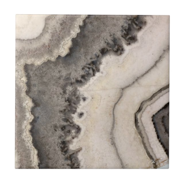 Marble natural texture black white agate gem ceramic tile (Front)
