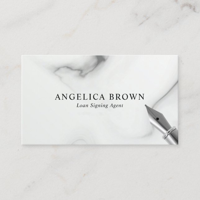 Marble Notary Loan Signing Agent Business Card (Front)