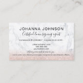 Marble Notary loan typography rose gold glitter Business Card (Back)