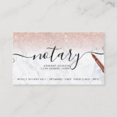 Marble Notary loan typography rose gold glitter Business Card (Front)