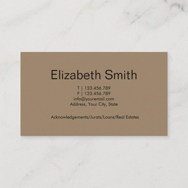 Marble Notary Public Services Business Card (Back)