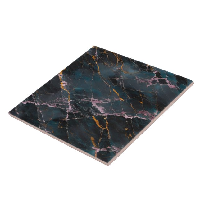 Marble Ocean Blue Pink Gold Popular Collection Ceramic Tile (Side)