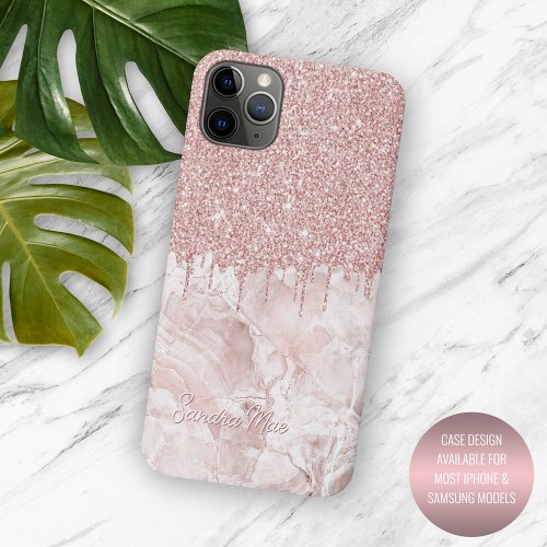 Marble Ombre Blush Pink Rose Gold Glitter Pattern iPhone 11 Pro Max Case