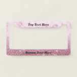 Marble Ombre Custom Text glitter Pink License Plate Frame<br><div class="desc">This design may be personalized in the area provided by changing the photo and/or text. Or it can be customized by clicking Personalize this Template and then choosing the click to customize further option and delete or change the color of the background, add text, change the text color or style,...</div>