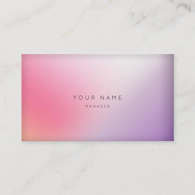Marble Ombre Purple Pink Minimal Manager Vip Business Card (Front)