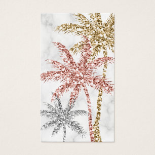 Marble Palm Tree Leaves Tri Gold Glitter Glam