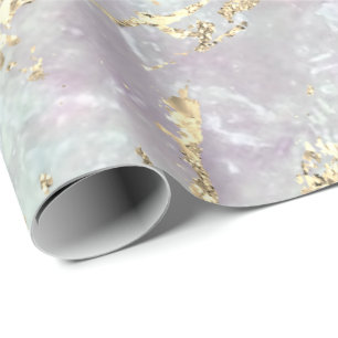 Marble Pastel Gold Blue Strokes Gift Idea Wrapping Paper