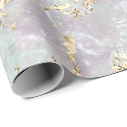 Marble Pastel Gold Blue Strokes Gift Idea   Wrapping Paper