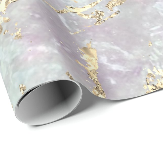 Marble Pastel Gold Blue Strokes Gift Idea   Wrapping Paper (Roll Corner)