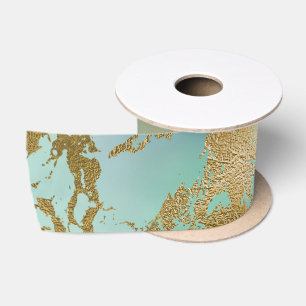 Marble Pastel Green Purple Golden Glitter Trendy Satin Ribbon